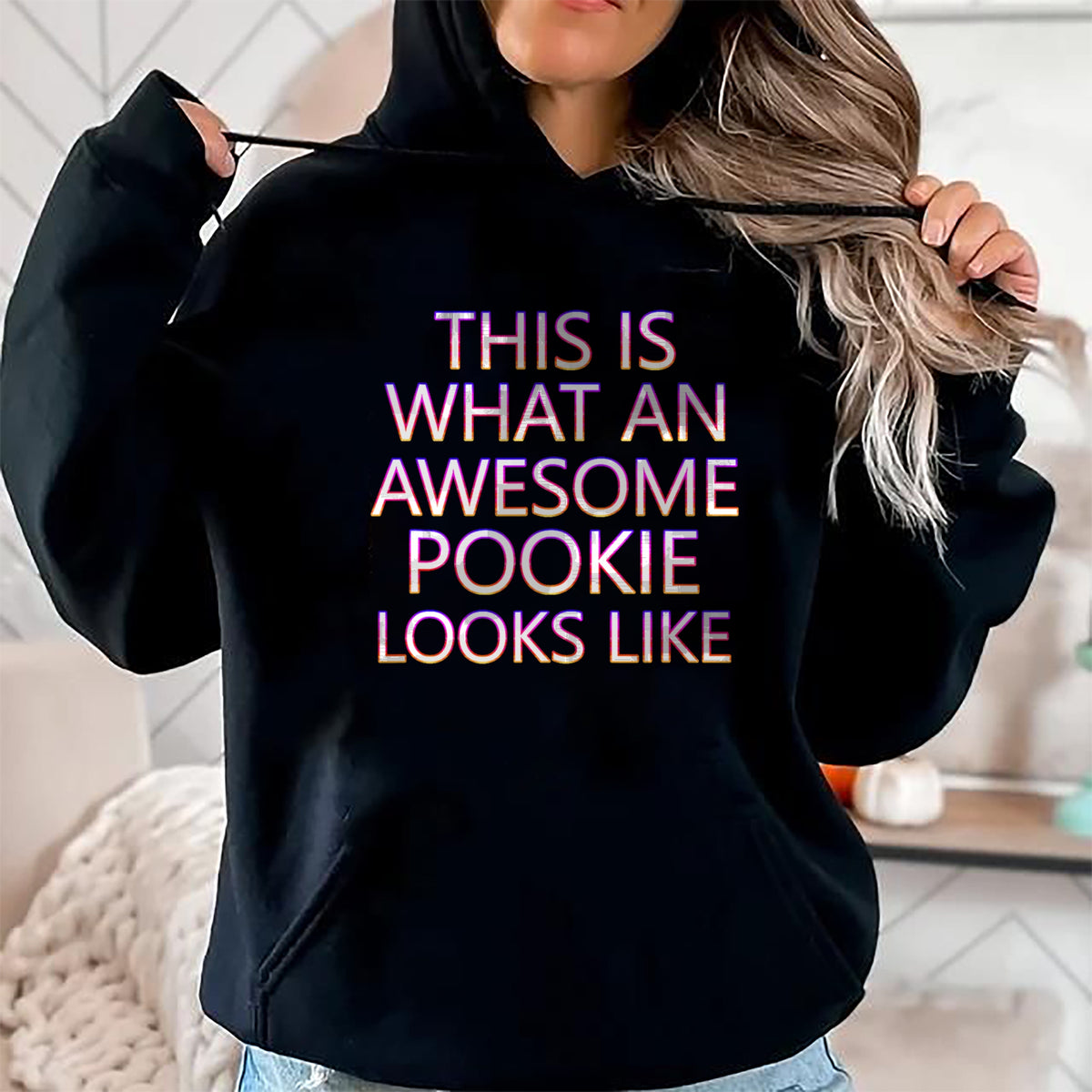 Best Wife Shirt, Wife and Husband Unisex T-Shirt/Hoodie/Sweatshirt HLT00 - Awesome Pookie White Letters Cute Husband Wife Funny Couple T-Shirt
