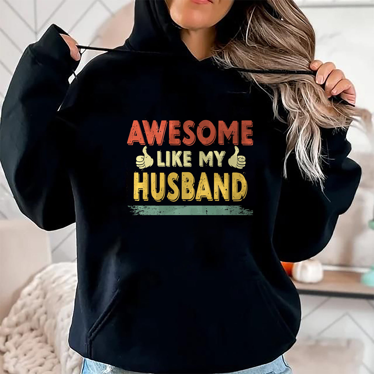 Best Wife Shirt, Wife and Husband Unisex T-Shirt/Hoodie/Sweatshirt HLT00 - Retro Awesome Like My Husband Family Lover Father's Day Premium T-Shirt