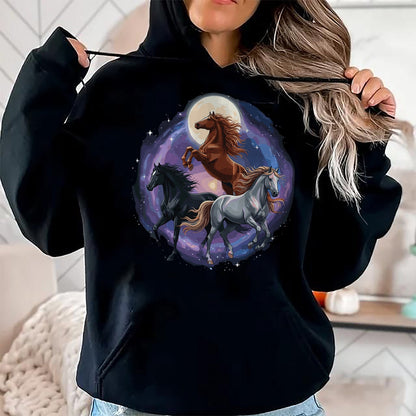 Best Horse Lover Shirt , Funny Horse UnisexT-Shirt/Hoodie/Sweatshirt HLT00 - Three Moon Funny Horse Shirt Space Galaxy Horses Graphic T-Shirt