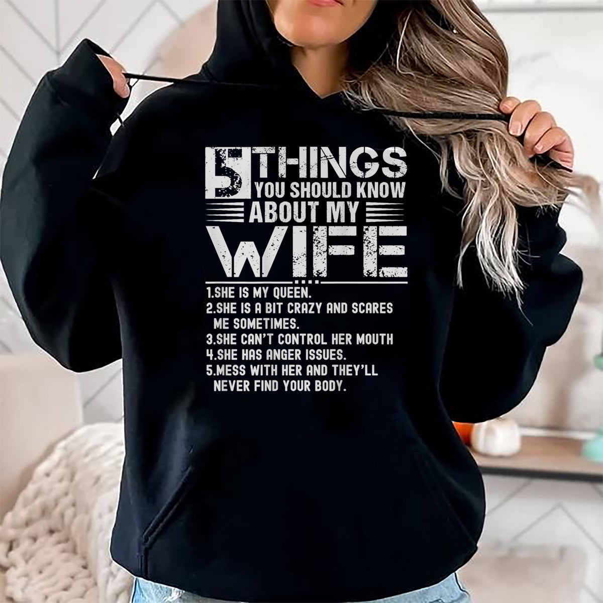 Best Wife Shirt, Wife and Husband Unisex T-Shirt/Hoodie/Sweatshirt HLT00 - 5 Things You Should Know About My Wife (On Back) husband T-Shirt