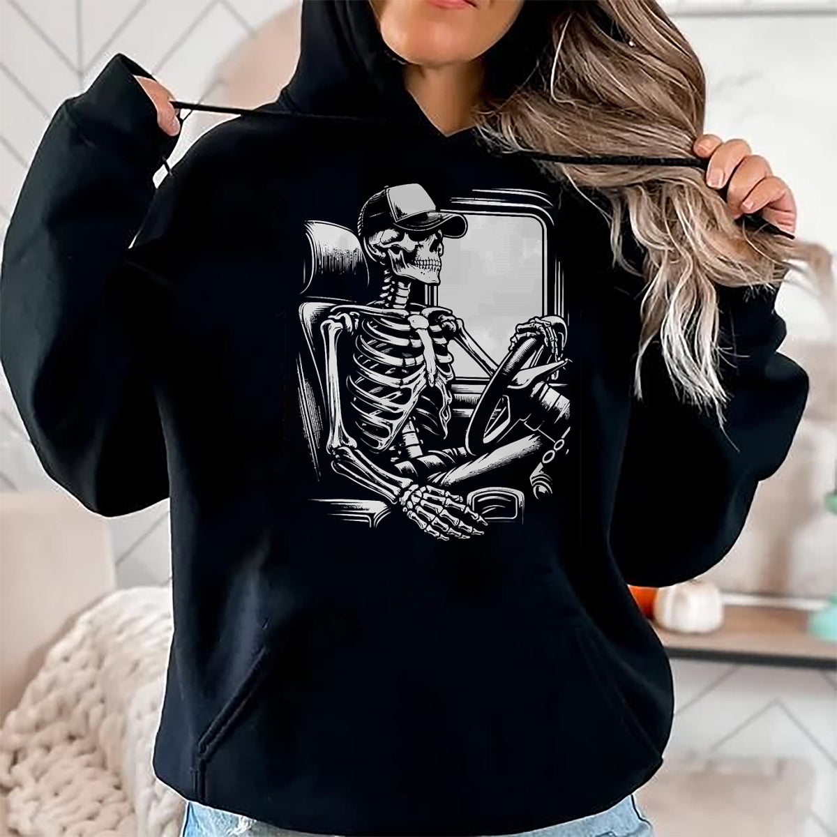 Best Truck Driver Life Shirt, Funny Trucker UnisexT-Shirt/Hoodie/Sweatshirt HLT00 - Skeleton Truck Driver Funny Big Trucking Truck Enthusiasts T-Shirt