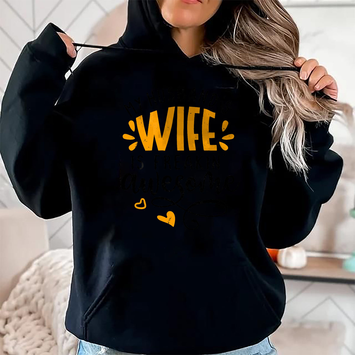 Best Wife Shirt, Wife and Husband Unisex T-Shirt/Hoodie/Sweatshirt HLT00 - My husbands wife is freaking awesome - sarcastic wife T-Shirt
