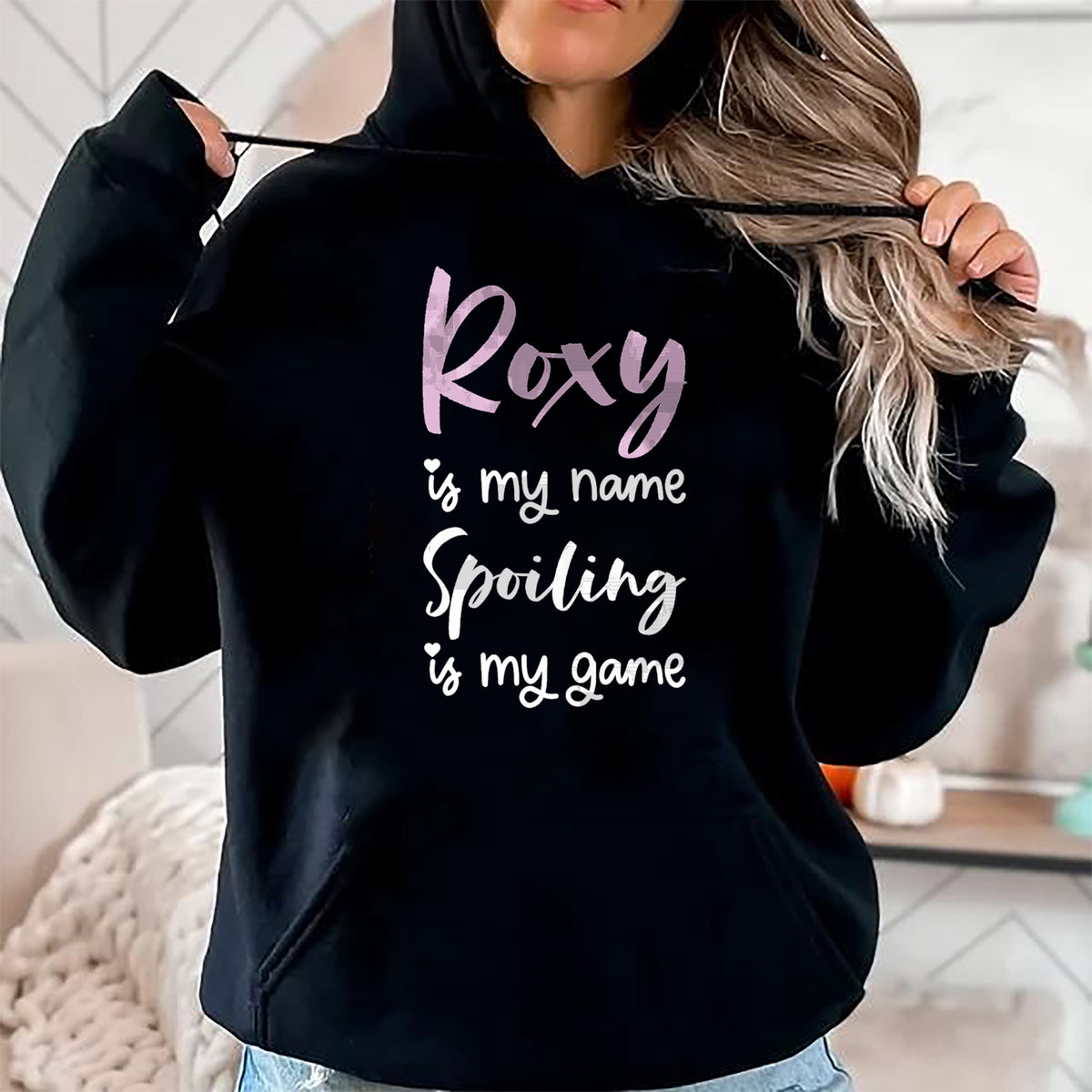 Best Wife Shirt, Wife and Husband Unisex T-Shirt/Hoodie/Sweatshirt HLT00 - Roxy Name Personalized Women Spoiled Girl Cute Pink Black T-Shirt (1)