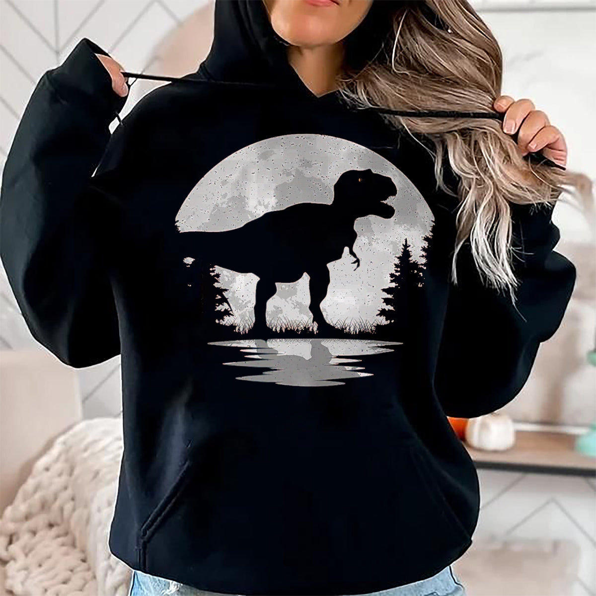 Best Dinosaur Lover Shirt, Funny Dinosaur UnisexT-Shirt/Hoodie/Sweatshirt HLT00 - Dinosaur Moon Vintage T-Rex Dino Lover Men Women Kids T-Shirt, Men, Black, 3X-Large