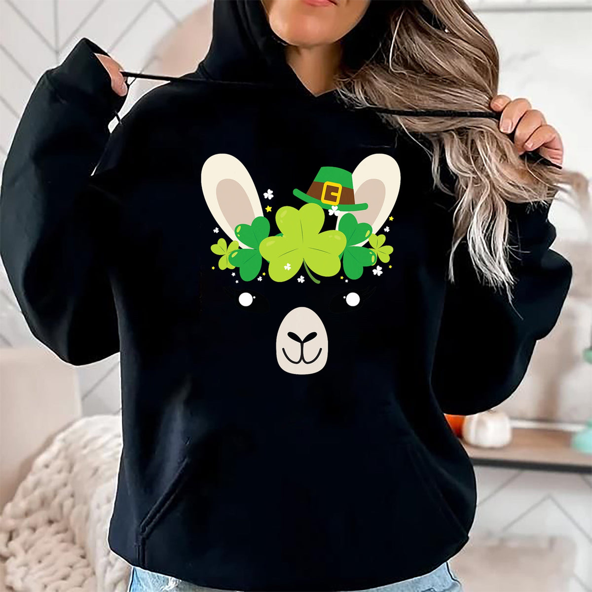Gift for Mom Shirt, Funny Mom Unisex T-Shirt/Hoodie/Sweatshirt HLT00 - Llama St Patricks Day Shirt Kids Lucky Girl Mom Gift Tee T-Shirt