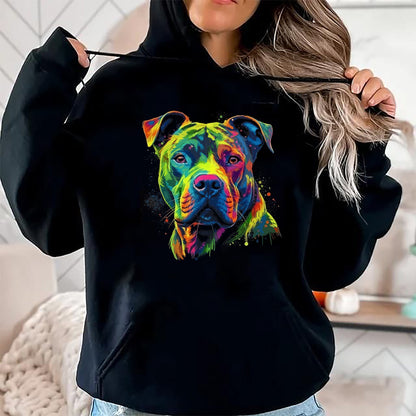 Dog Love Shirt, Dog Lover Gift T-Shirt/Hoodie/Sweatshirt HLT00 - Pit Bull Mom Dog Lover Colorful Artistic Pitbull Owner Women T-Shirt