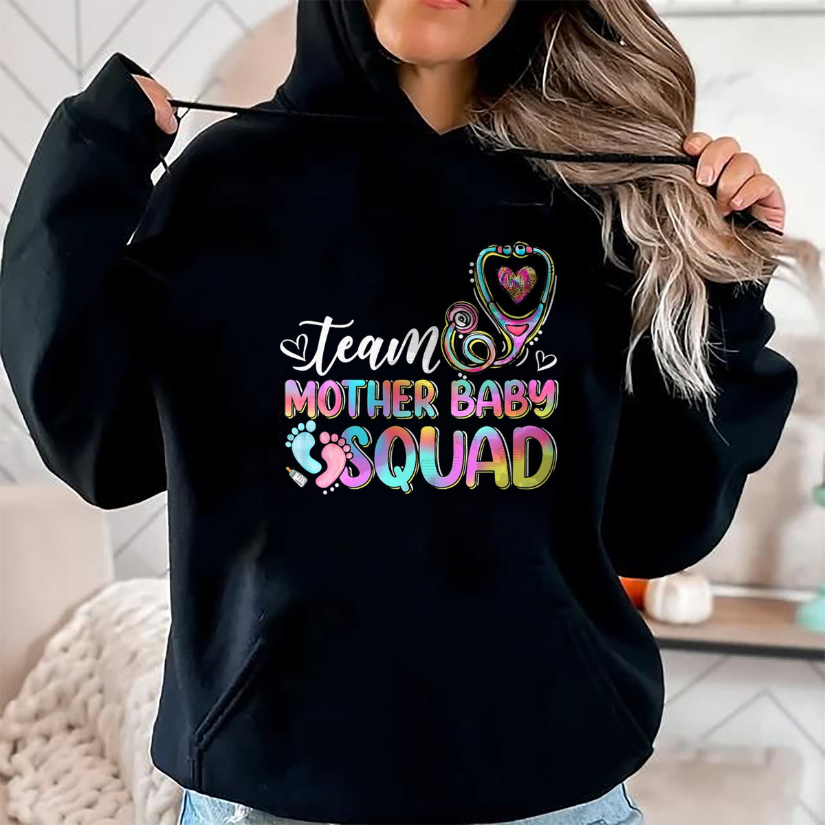 Funny Nurse Shirt, Nurse Unisex T-Shirt/Hoodie/Sweatshirt HLT00 - Team Mother Baby Squad Mother Baby Nurse Nursing Mom T-Shirt