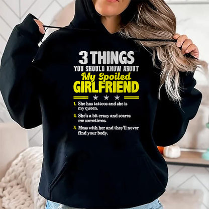 Best Wife Shirt, Wife and Husband Unisex T-Shirt/Hoodie/Sweatshirt HLT00 - 3 Things You Should Know About My Spoiled Girlfriend - Funny Premium T-Shirt