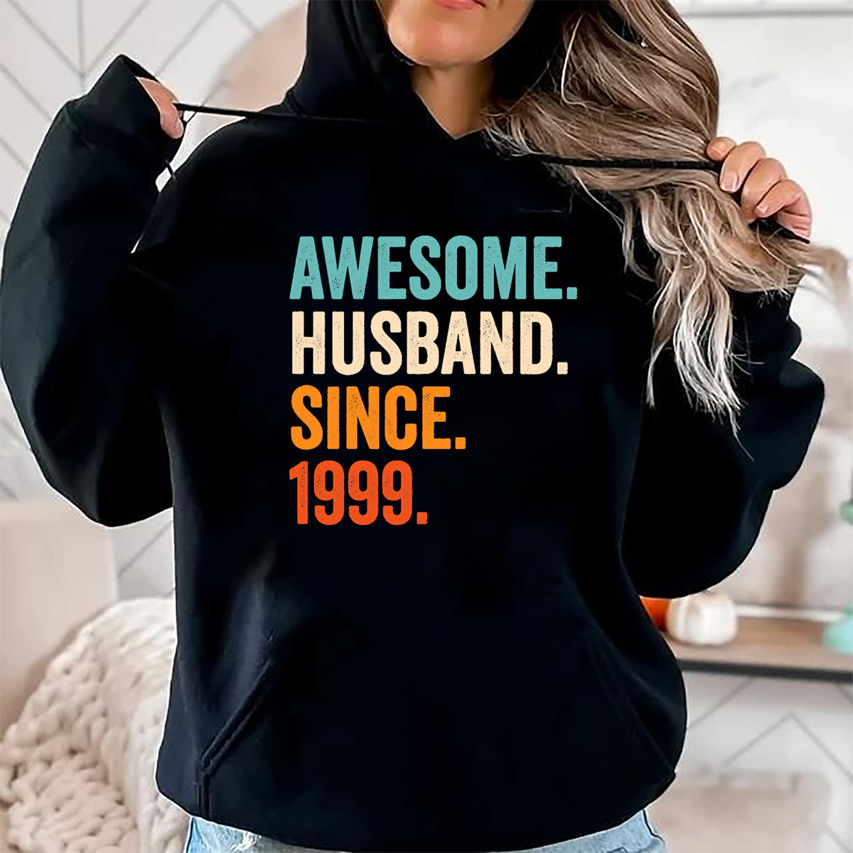 Best Wife Shirt, Wife and Husband Unisex T-Shirt/Hoodie/Sweatshirt HLT00 - Awesome Husband Since 1999 25th wedding anniversary 25 years T-Shirt (1)