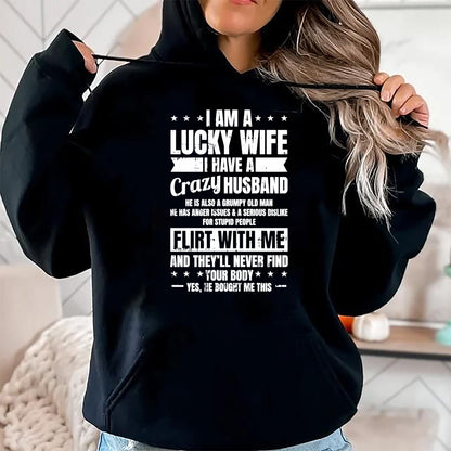 Best Wife Shirt, Wife and Husband Unisex T-Shirt/Hoodie/Sweatshirt HLT00 - Gift for wife T shirt, lucky wife   I Am A Lucky Wife Fathers Day Funny Sarcastic Women Pullover Hoo
