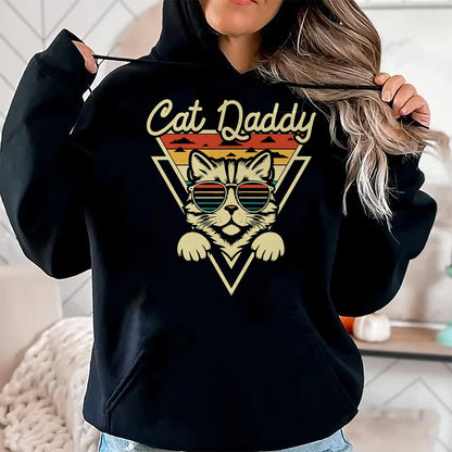 Cat Love Shirt, Funny Cat Lover Gift UnisexT-Shirt/Hoodie/Sweatshirt HLT00 - Cat Daddy Retro Sunglasses Cat Fur Dad Papa Vintage Cat Dad T-Shirt