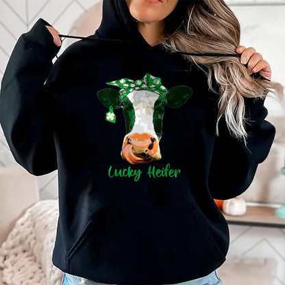 Gift for Mom Shirt, Funny Mom Unisex T-Shirt/Hoodie/Sweatshirt HLT00 - Lucky Heifer Patricks Day Heifer Mom Irish T-Shirt