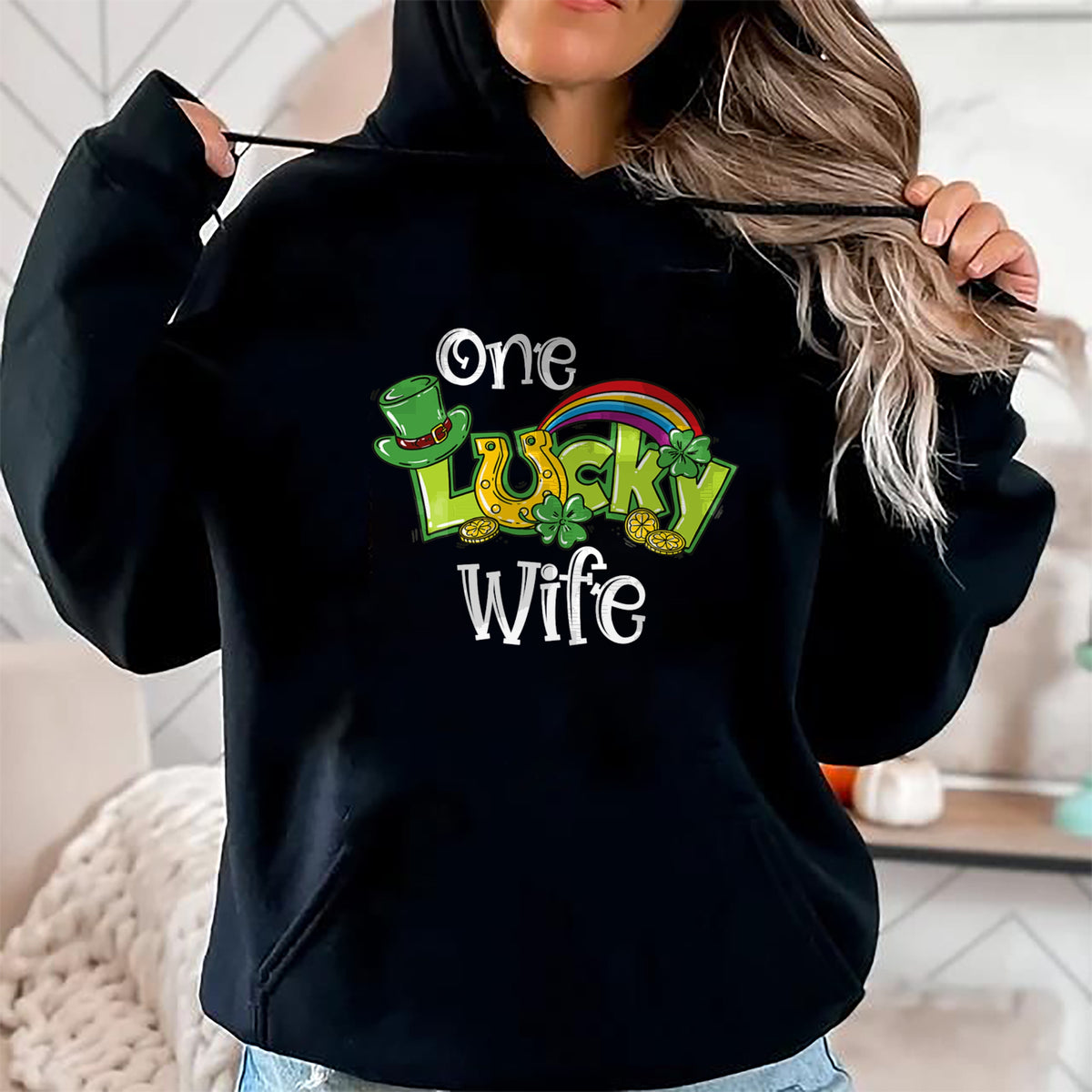 Best Wife Shirt, Wife and Husband Unisex T-Shirt/Hoodie/Sweatshirt HLT00 - Gift for wife T shirt, lucky wife   One Lucky Wife St Patricks Day Shirt One Lucky Wife T-Shirt (1)