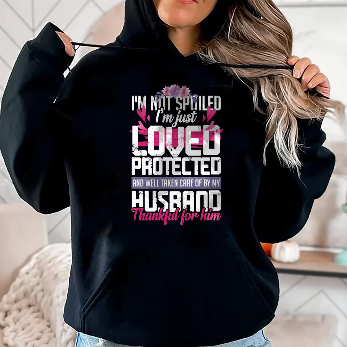 Best Wife Shirt, Wife and Husband Unisex T-Shirt/Hoodie/Sweatshirt HLT00 - Gift for wife T shirt, spoiled wife   Thankful for my Husband - Spoiled Wife Pullover Hoodie