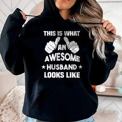 Best Wife Shirt, Wife and Husband Unisex T-Shirt/Hoodie/Sweatshirt HLT00 - This Is What An Awesome Husband Looks Like Gift T-Shirt (1)
