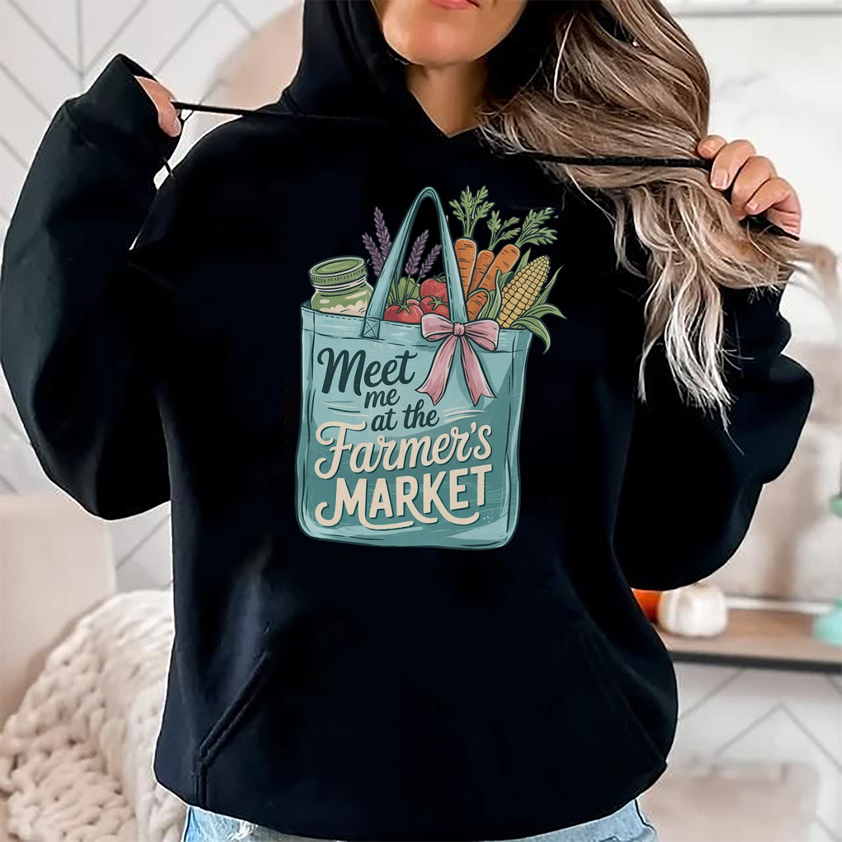 Best Farmer Life Shirt, Funny Farmer UnisexT-Shirt/Hoodie/Sweatshirt HLT00 - Meet Me At The Farmers Market Shopping Bag Fresh Vegetables T-Shirt