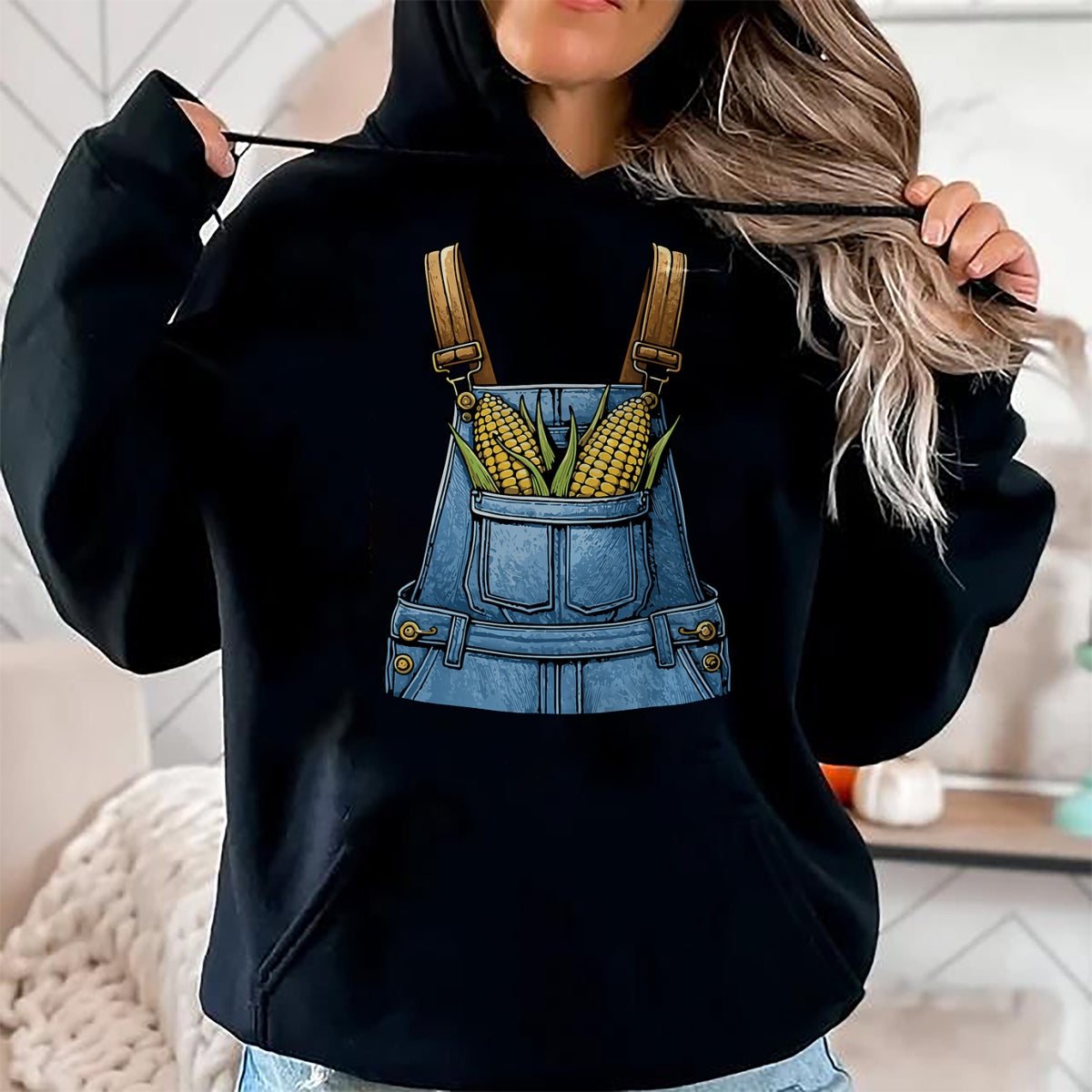 Best Farmer Life Shirt, Funny Farmer UnisexT-Shirt/Hoodie/Sweatshirt HLT00 - Corn Pocket Fake Denim Overalls Farmer Costume T-Shirt