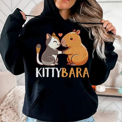 Cat Love Shirt, Funny Cat Lover Gift UnisexT-Shirt/Hoodie/Sweatshirt HLT00 - Kittybara Love Capybara Cat Costume T-Shirt, Small, Black