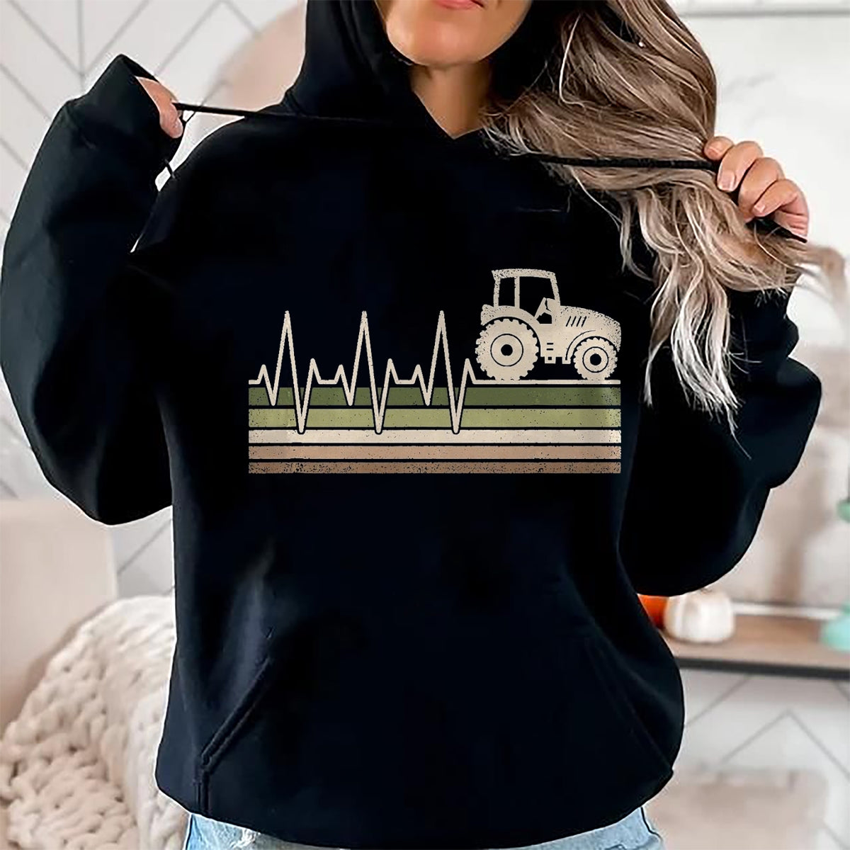 Best Farmer Life Shirt, Funny Farmer UnisexT-Shirt/Hoodie/Sweatshirt HLT00 - Vintage Tractor Heartbeat Farmer Farming Men T-Shirt, Men, Black, 3X-Large