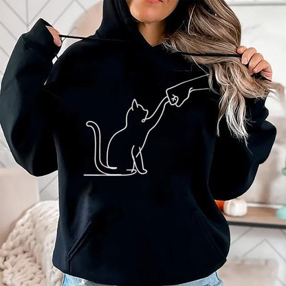 Cat Love Shirt, Funny Cat Lover Gift UnisexT-Shirt/Hoodie/Sweatshirt HLT00 - Cute Pet Tee I Love My Cat Best Friend Fist Bump Paw Cat T-Shirt, Women, Black, Medium