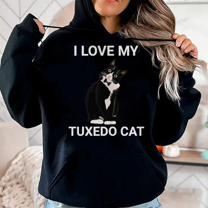 Cat Love Shirt, Funny Cat Lover Gift UnisexT-Shirt/Hoodie/Sweatshirt HLT00 - I Love My Tuxedo Cat, for Tuxedo Cat Lover, Funny Tuxedo Cat T-Shirt (1)