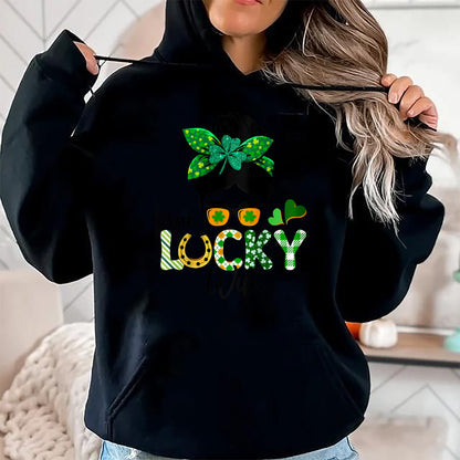 Best Wife Shirt, Wife and Husband Unisex T-Shirt/Hoodie/Sweatshirt HLT00 - Gift for wife T shirt, lucky wife   Womens One Lucky Wife Messy Bun Irish St Patricks Day Shamrock R