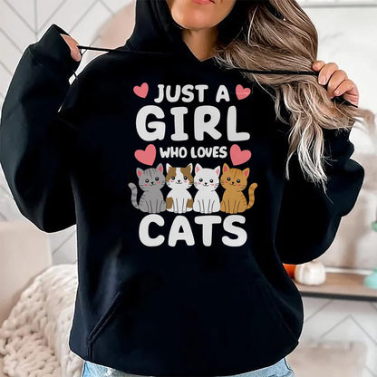 Cat Love Shirt, Funny Cat Lover Gift UnisexT-Shirt/Hoodie/Sweatshirt HLT00 - Cat Just A Girl Who Loves Cats T-Shirt (1)