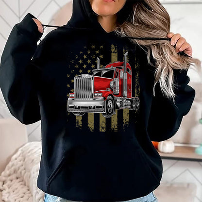 Best Truck Driver Life Shirt, Funny Trucker UnisexT-Shirt/Hoodie/Sweatshirt HLT00 - Patriotic Truck Driver American Flag Shirt Trucker Gifts Men T-Shirt