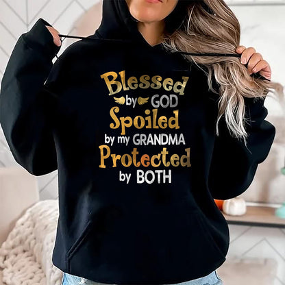Best Wife Shirt, Wife and Husband Unisex T-Shirt/Hoodie/Sweatshirt HLT00 - Blessed By God Spoiled By My Grandma Grandson Granddaughter T-Shirt (1)