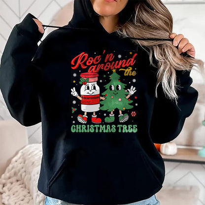 Funny Nurse Shirt, Nurse Unisex T-Shirt/Hoodie/Sweatshirt HLT00 - Roc'n Around The Christmas Tree ER ED ICU Nurse Christmas T-Shirt