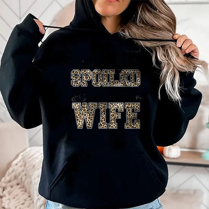 Best Wife Shirt, Wife and Husband Unisex T-Shirt/Hoodie/Sweatshirt HLT00 - Gift for wife T shirt, spoiled wife   Somebody's Spoiled Blue Collar Wife Leopard Mother's Day T-Shi