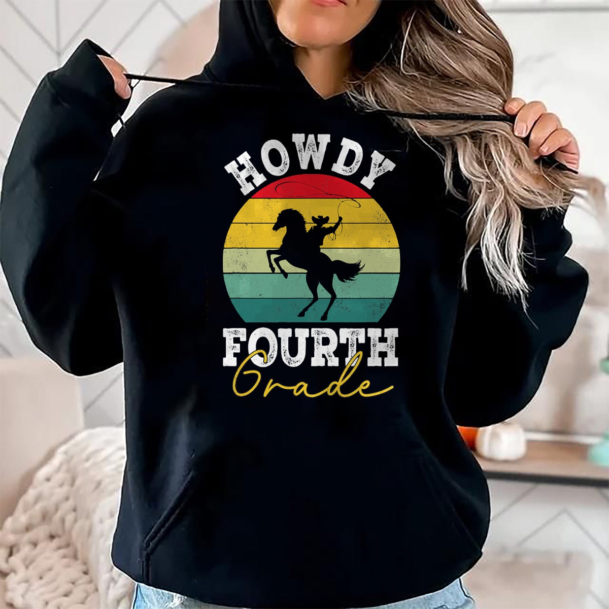 Best Student Shirt, Funny Back To School UnisexT-Shirt/Hoodie/Sweatshirt HLT00 - Howdy 4th Grade Cowboy Western Back To School Fourth Grade T-Shirt
