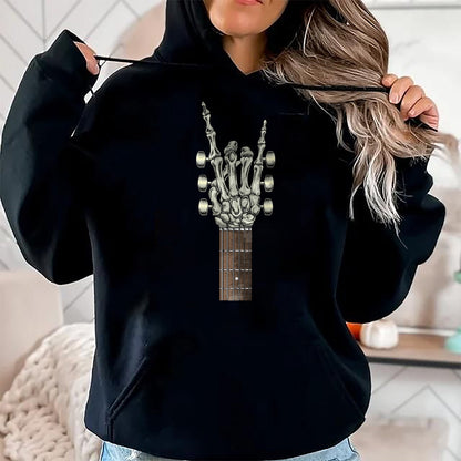 Guitar Lover Shirt, Funny Guitar UnisexT-Shirt/Hoodie/Sweatshirt HLT00 - Rock On Skeleton Hand Guitar Gifts Men Graphic Tee Rock Band T-Shirt