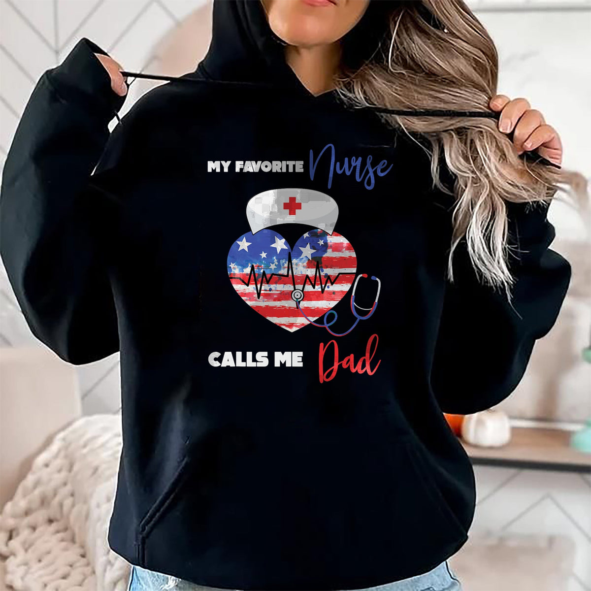 Funny Nurse Shirt, Nurse Unisex T-Shirt/Hoodie/Sweatshirt HLT00 - Mens My Favorite Nurse Calls Me Dad Funny Nurse Daughter T-Shirt