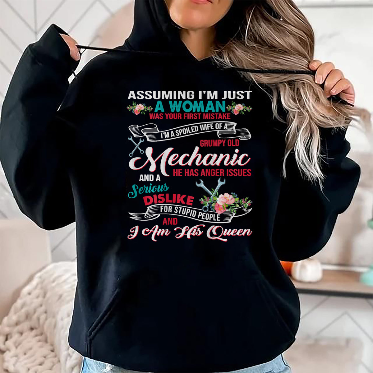 Best Wife Shirt, Wife and Husband Unisex T-Shirt/Hoodie/Sweatshirt HLT00 - Gift for wife T shirt, spoiled wife   I'm A Spoiled Wife Of A Grumpy Old Mechanic T-Shirt