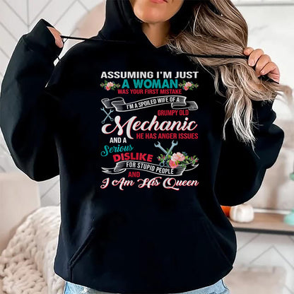 Best Wife Shirt, Wife and Husband Unisex T-Shirt/Hoodie/Sweatshirt HLT00 - Gift for wife T shirt, spoiled wife   I'm A Spoiled Wife Of A Grumpy Old Mechanic T-Shirt