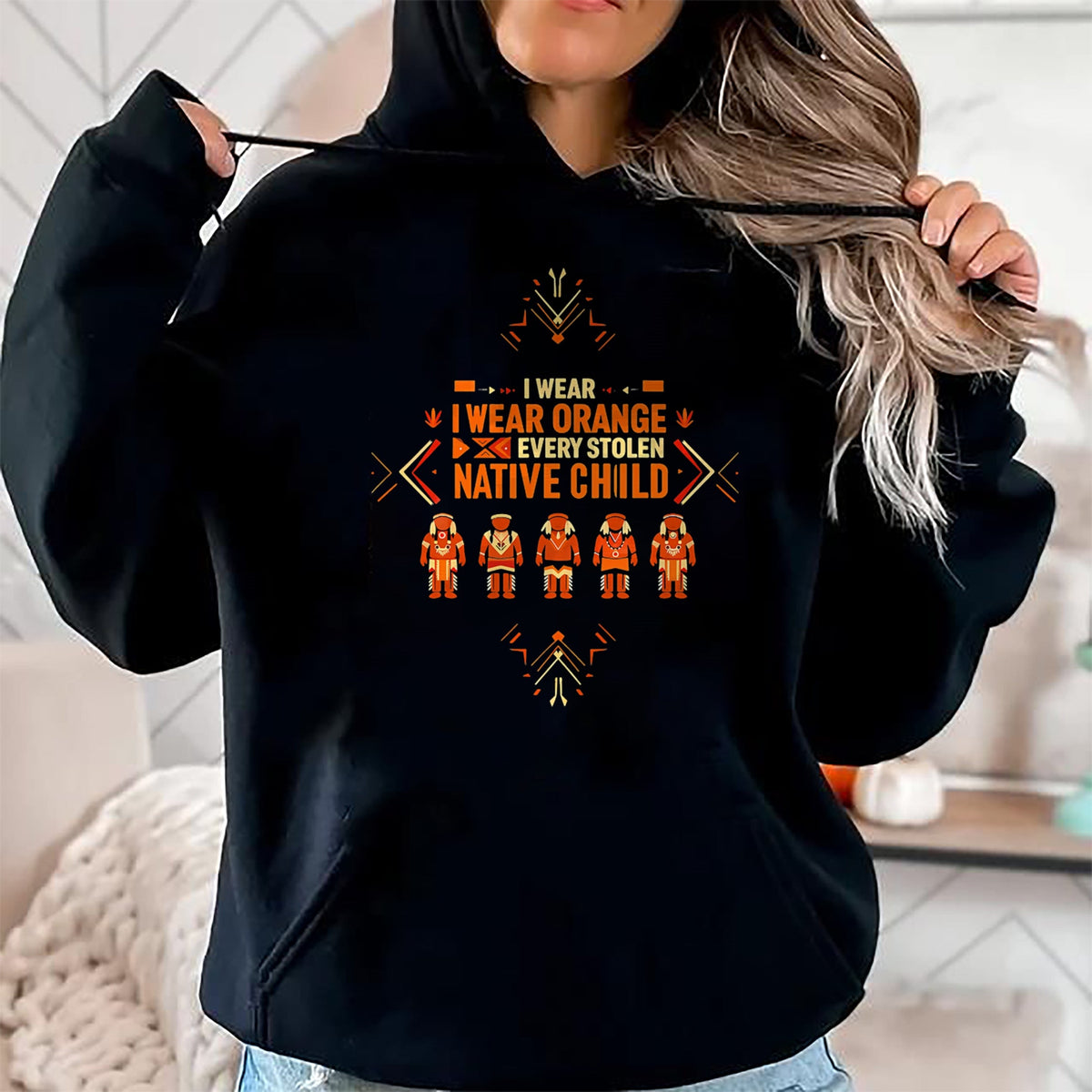 Native American T-Shirts, Vintage Native American Unisex T-Shirt/Hoodie/Sweatshirt HLT00 - I Wear Orange For Every American Native Child