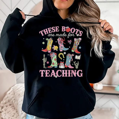Best Student Shirt, Funny Back To School UnisexT-Shirt/Hoodie/Sweatshirt HLT00 - These Boots are Made for Teaching Teacher Back to School T-Shirt, Women, Olive Green, Medium