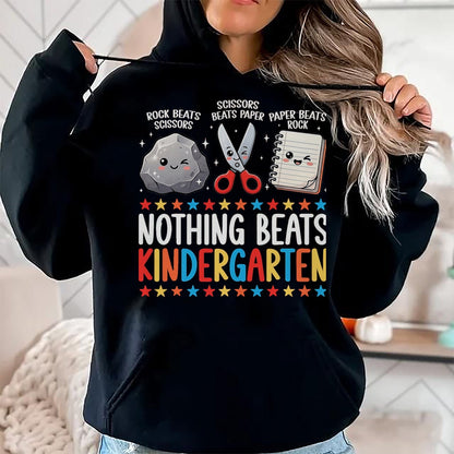 Best Student Shirt, Funny Back To School UnisexT-Shirt/Hoodie/Sweatshirt HLT00 - Nothing Beats Kindergarten Funny Back to School Kids Teacher T-Shirt, Men, Black, 3X-Large