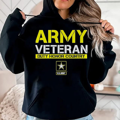 Proud Veteran Shirt, Funny Veteran UnisexT-Shirt/Hoodie/Sweatshirt HLT00 - US Army Veteran Duty Honor Land T-Shirt, Men, Black, 3X-Large
