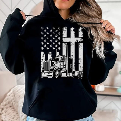 Best Truck Driver Life Shirt, Funny Trucker UnisexT-Shirt/Hoodie/Sweatshirt HLT00 - Semi Truck American Flag Christian Truck Driver Patriotic T-Shirt