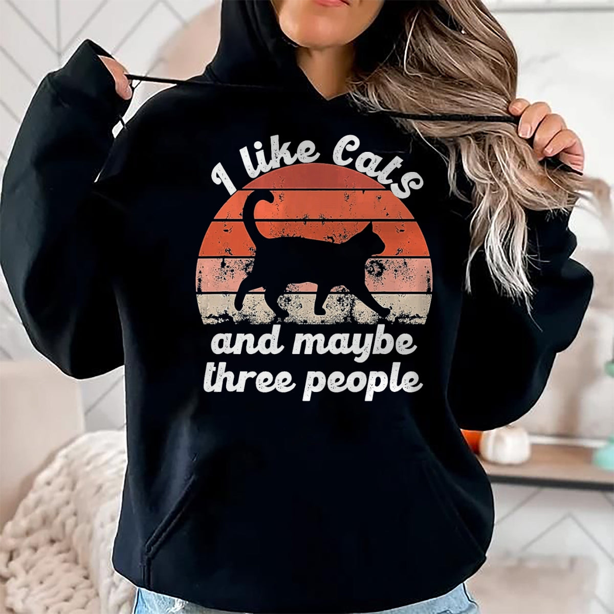 Cat Love Shirt, Funny Cat Lover Gift UnisexT-Shirt/Hoodie/Sweatshirt HLT00 - I Like Cats and Maybe 3 People T-Shirt, Men, Black, 3X-Large
