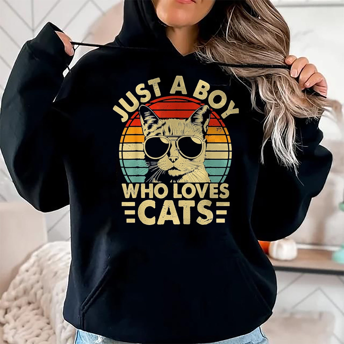 Cat Love Shirt, Funny Cat Lover Gift UnisexT-Shirt/Hoodie/Sweatshirt HLT00 - Vintage Just A Boy Who Loves Cats Boy Kitten Cat Lover Boys T-Shirt, Youth, Heather Blue, Small (1)