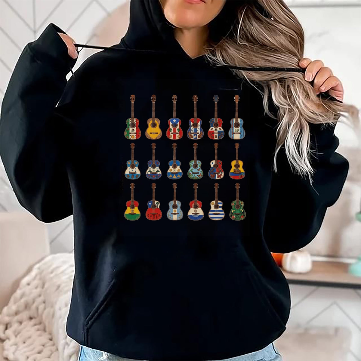 Guitar Lover Shirt, Funny Guitar UnisexT-Shirt/Hoodie/Sweatshirt HLT00 - Hispanic Heritage Month Guitar Flags for Latin American T-Shirt