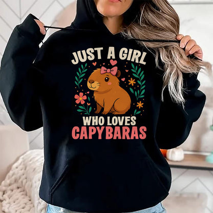 Cute Capybara Shirt, Funny Capybara Unisex T-Shirt/Hoodie/Sweatshirt HLT00 - Just a Girl Who Loves Capybaras Cute Rodent Animal T-Shirt