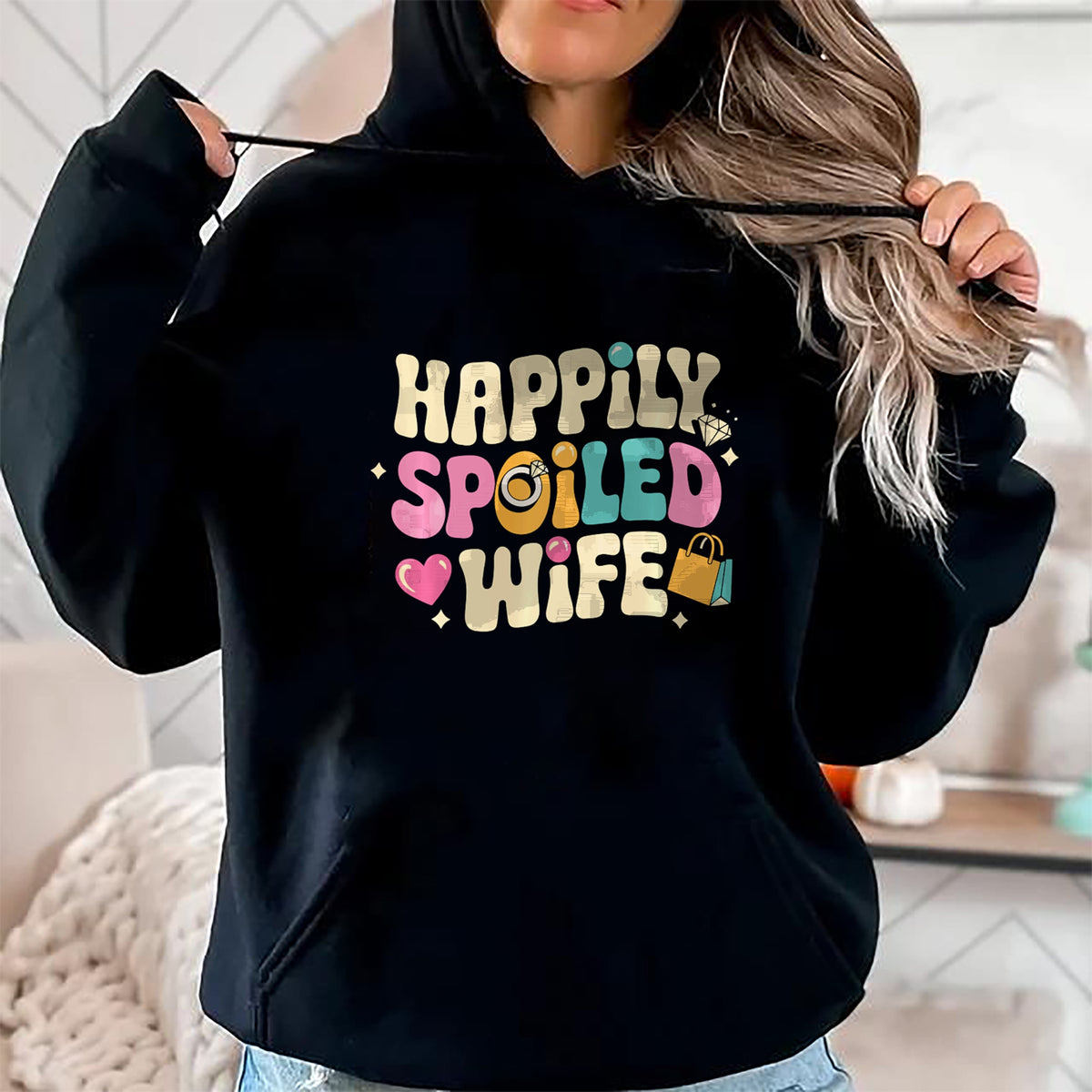 Best Wife Shirt, Wife and Husband Unisex T-Shirt/Hoodie/Sweatshirt HLT00 - Gift for wife T shirt, spoiled wife   Spoiled Wife Husband Happily Spoiled Wife Sweatshirt