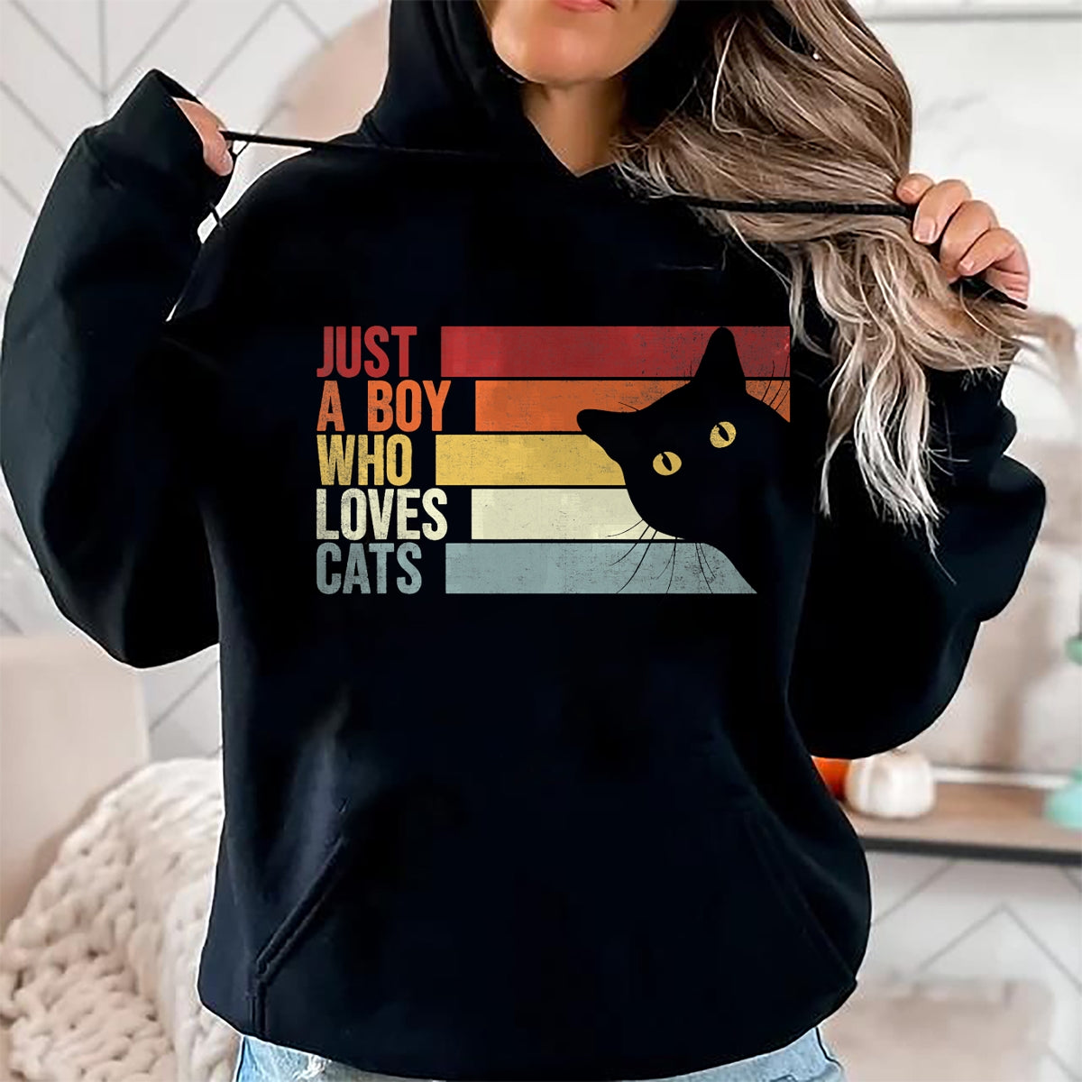 Cat Love Shirt, Funny Cat Lover Gift UnisexT-Shirt/Hoodie/Sweatshirt HLT00 - Just A Boy Who Loves Cats. Funny Cats Lover T-Shirt (2)