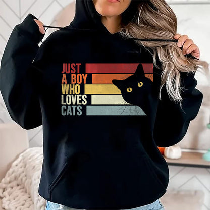Cat Love Shirt, Funny Cat Lover Gift UnisexT-Shirt/Hoodie/Sweatshirt HLT00 - Just A Boy Who Loves Cats. Funny Cats Lover T-Shirt (2)