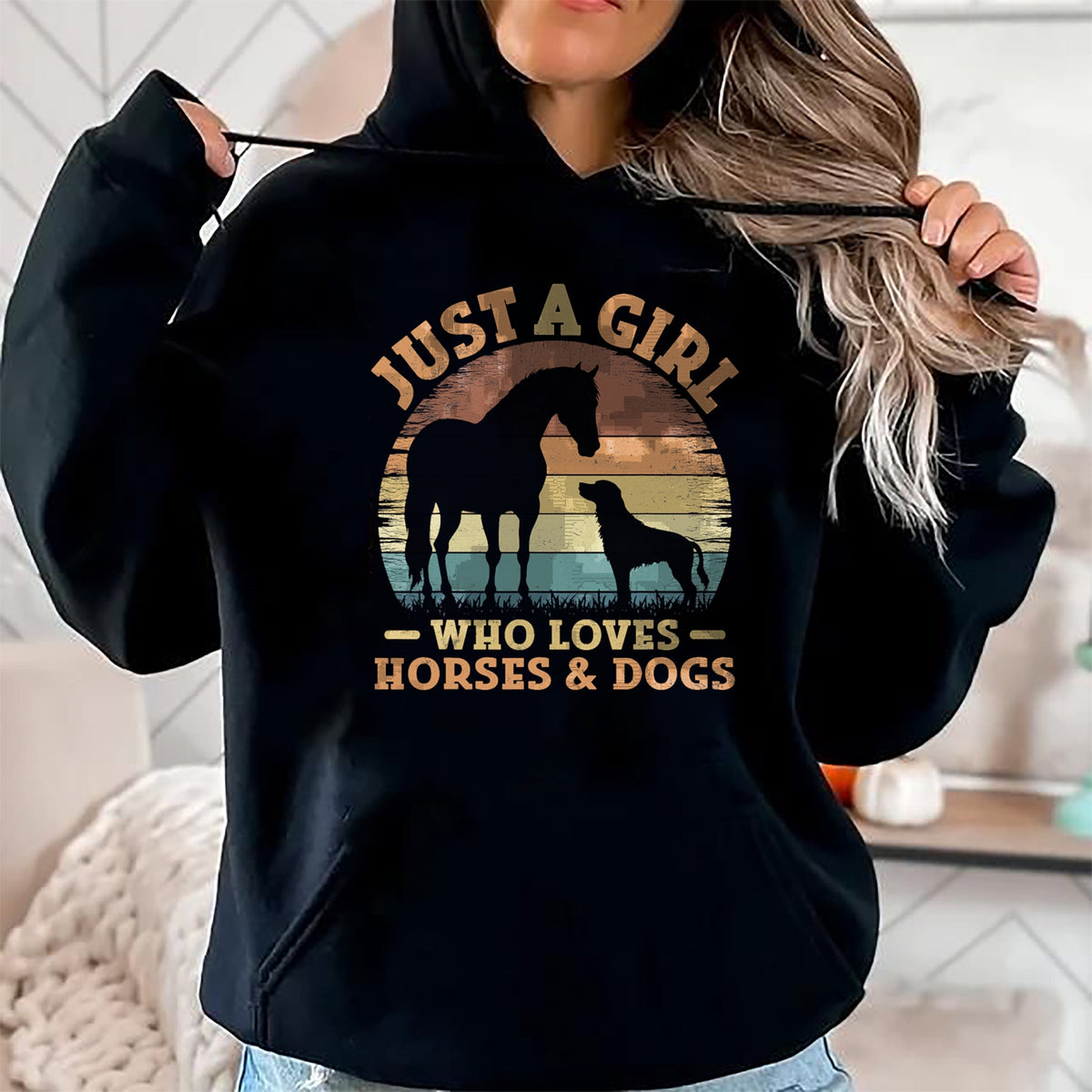 Dog Love Shirt, Dog Lover Gift T-Shirt/Hoodie/Sweatshirt HLT00 - Just A Girl Who Loves Horses and Dogs Women Girls T-Shirt