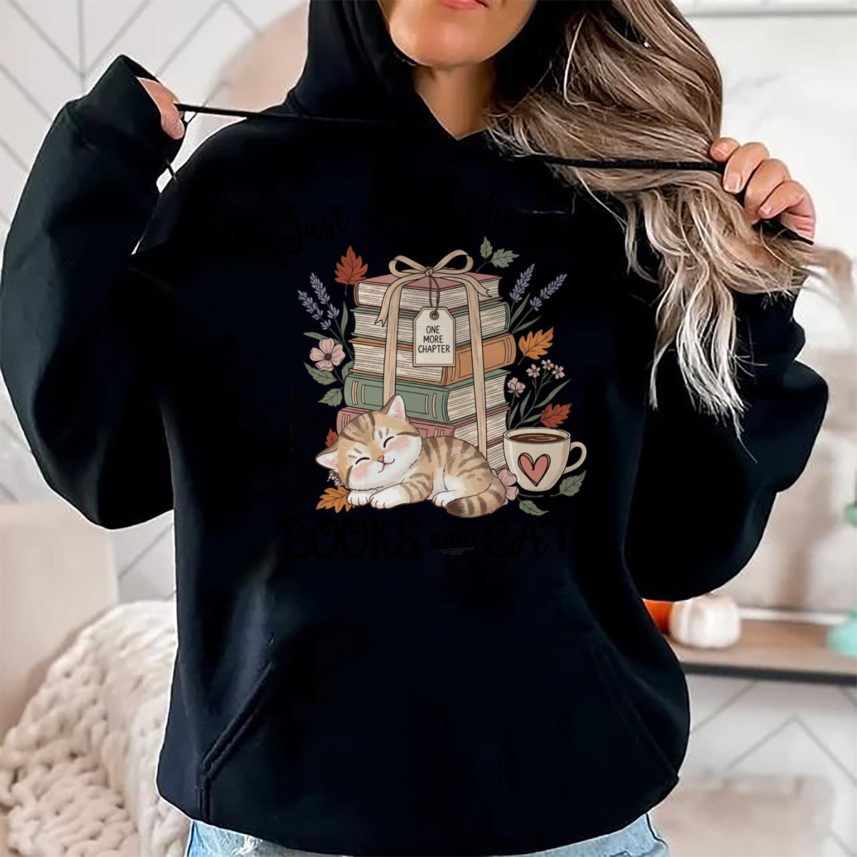 Cat Love Shirt, Funny Cat Lover Gift UnisexT-Shirt/Hoodie/Sweatshirt HLT00 - Pretty Just a Girl Who Loves Books and Cats Cat Lover Long Sleeve T-Shirt